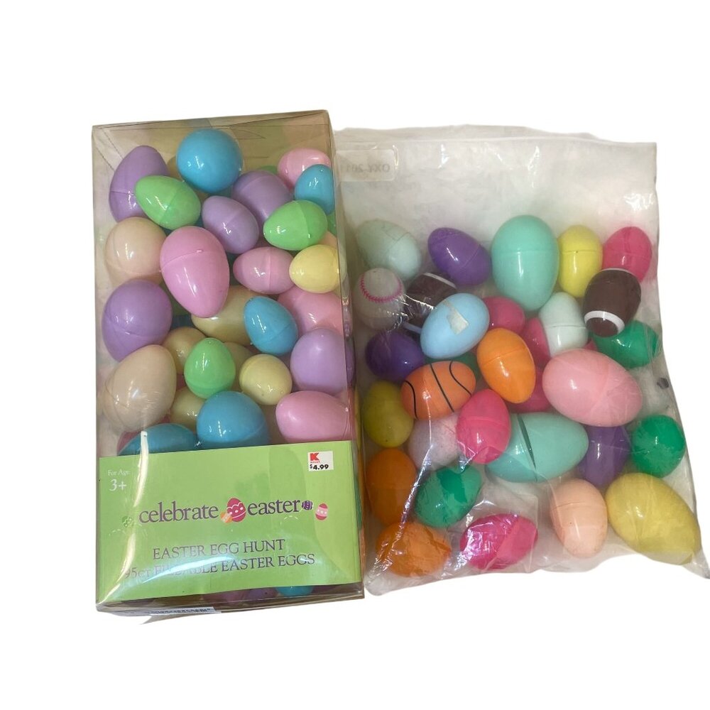 Celebrate Easter 125 Plus Fillable Plastic Easter Eggs Assorted Colors Vintage